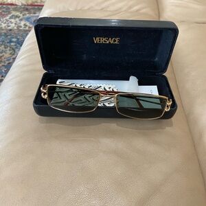 Versace gold rim eyeglasses with Black Hard Eyewear Case, Embossed Medusa